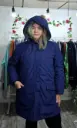 Parka Larga Azul con Gorro