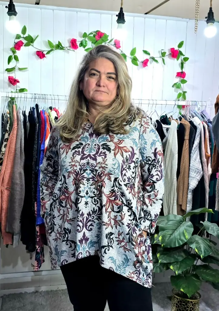 Sweater Floreado Cuello Redondo 
