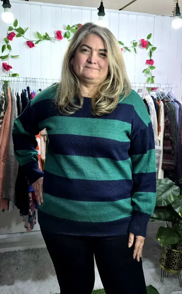 Sweater Bicolor Cuello Redondo 