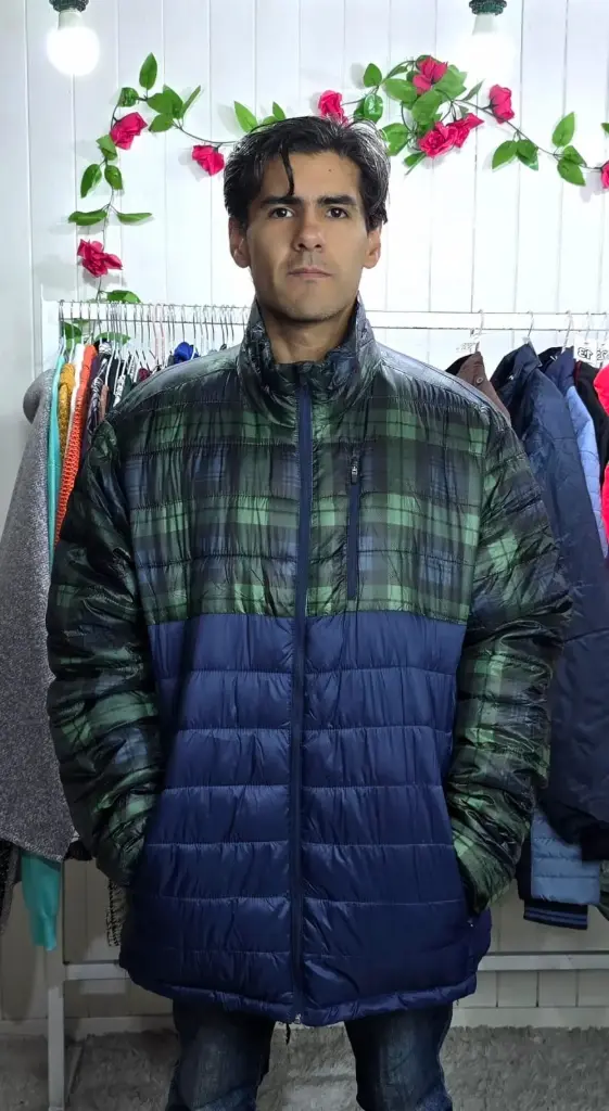 Parka Azul/Verde sin Gorro