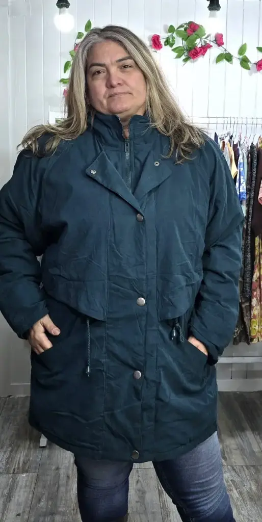 Parka Larga Verde sin Gorro