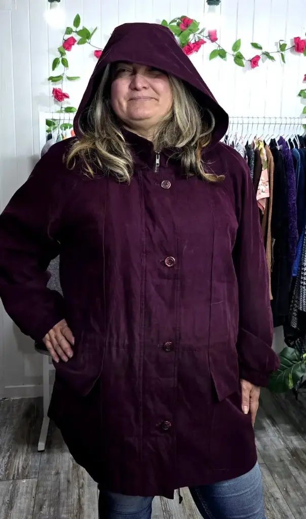 Parka Larga Morada con Gorro