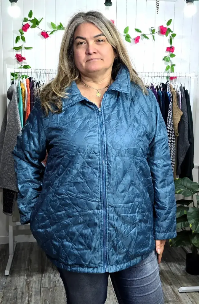 Parka Turquesa Reversible de sin Gorro 