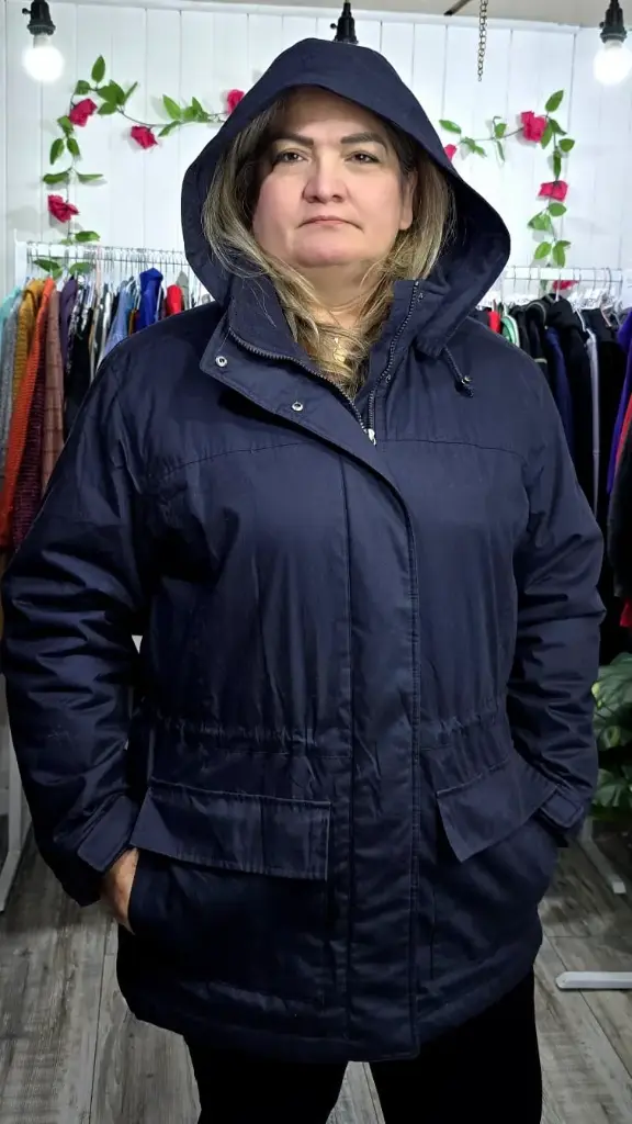 Parka con Gorro Forro Cuadrillé